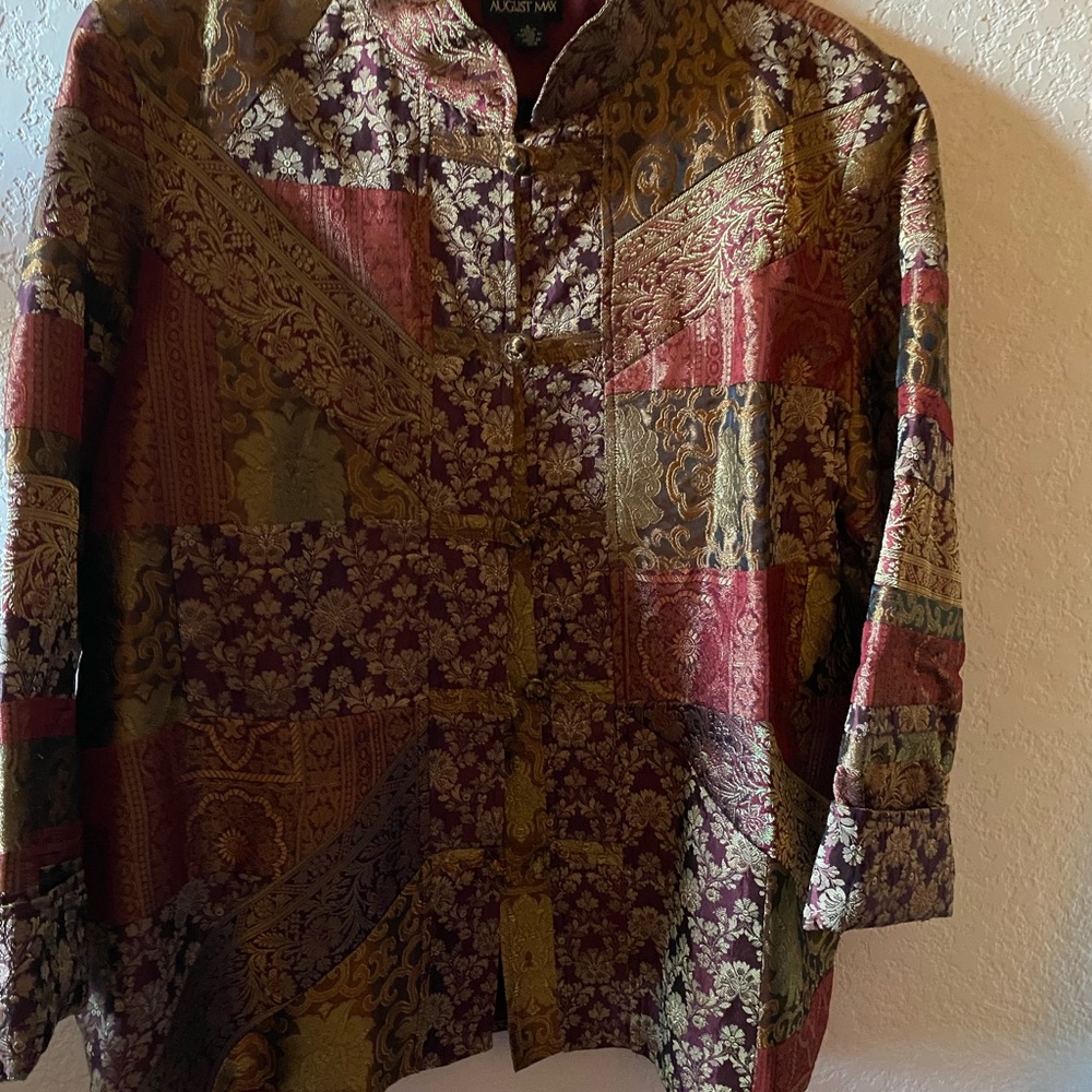August Max Mandarin Collar Multi Colored Jacket S… - image 4
